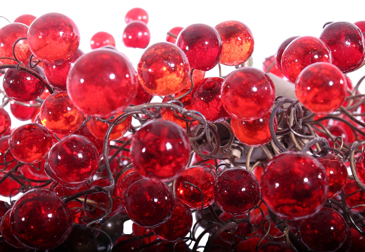 Large Red Chandelier with shades of red bubbles - statement lighting with red balls for Dining Room