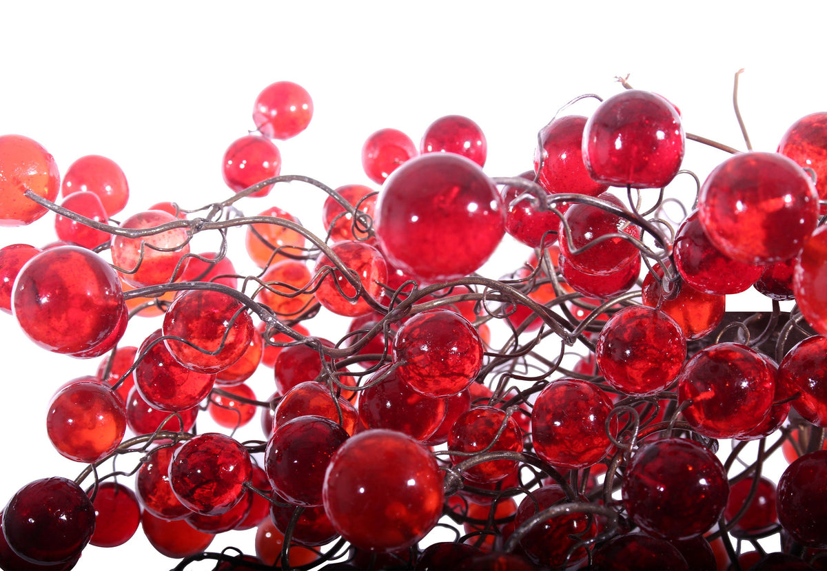 Large Red Chandelier with shades of red bubbles - statement lighting with red balls for Dining Room