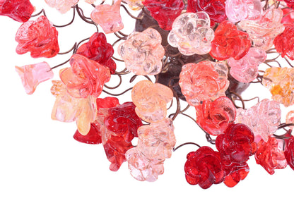 Modern wall sconce with red and pink roses for hall living room, toilet