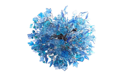 Floral Resin Chandelier Light: Sea Blue Color Ceiling Lamp