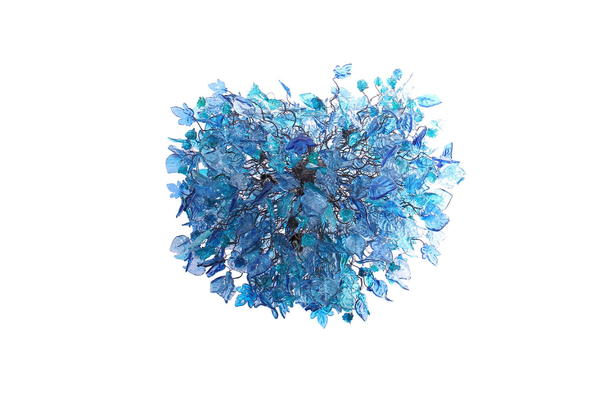 Floral Resin Chandelier Light: Sea Blue Color Ceiling Lamp