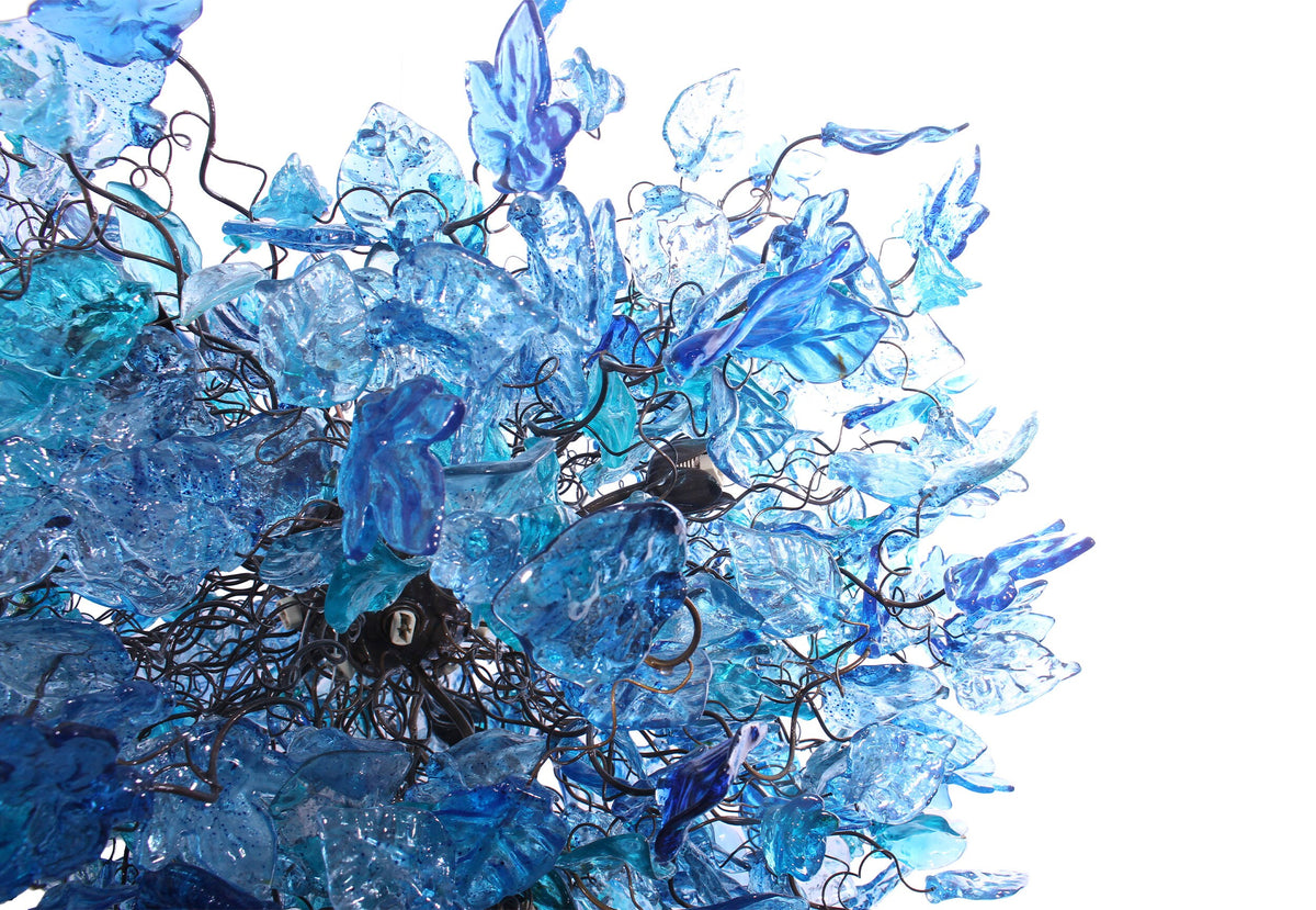 Floral Resin Chandelier Light: Sea Blue Color Ceiling Lamp