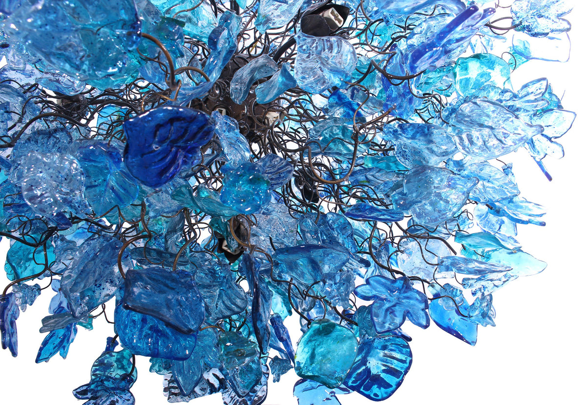 Floral Resin Chandelier Light: Sea Blue Color Ceiling Lamp