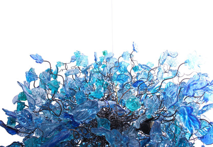 Floral Resin Chandelier Light: Sea Blue Color Ceiling Lamp