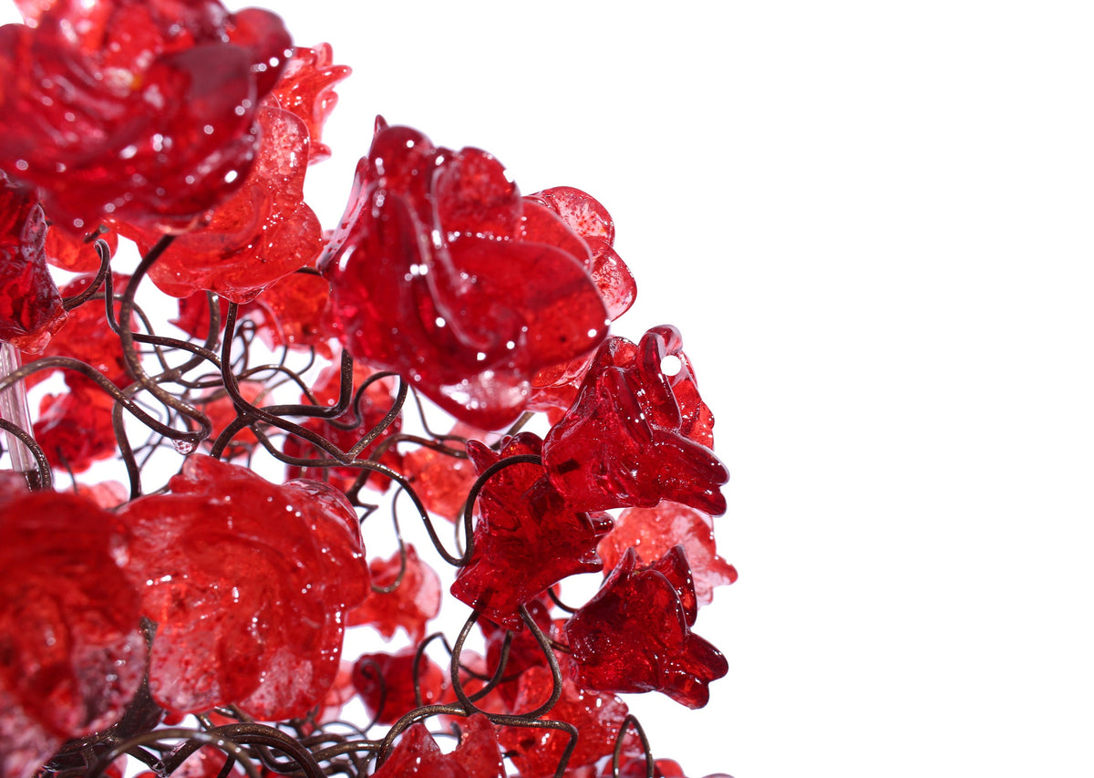 Hanging Ceiling Light with Red roses flowers for hall or over kitchen island, home decor, romantic and unique light.