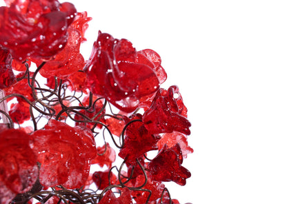 Hanging Ceiling Light with Red roses flowers for hall or over kitchen island, home decor, romantic and unique light.