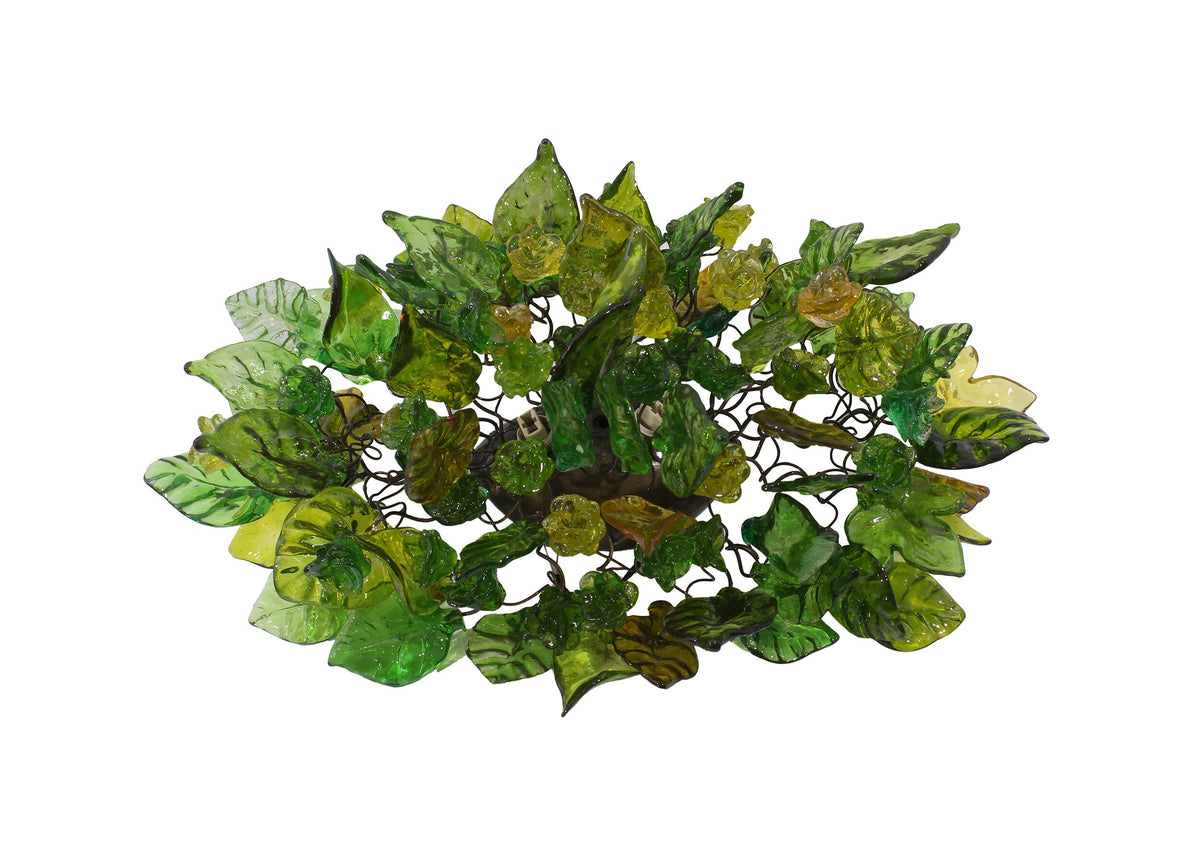 Wall Sconce lighting with shades of green color flowers and leaves for hall living room, toilet over a mirror