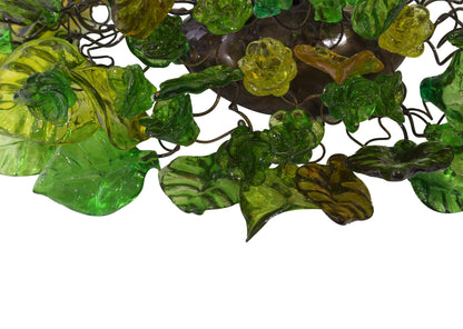 Wall Sconce lighting with shades of green color flowers and leaves for hall living room, toilet over a mirror