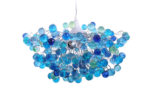 Lighting Chandelier with sea colored bubbles, hanging lamp with different size of bubbles for children room or dining room.