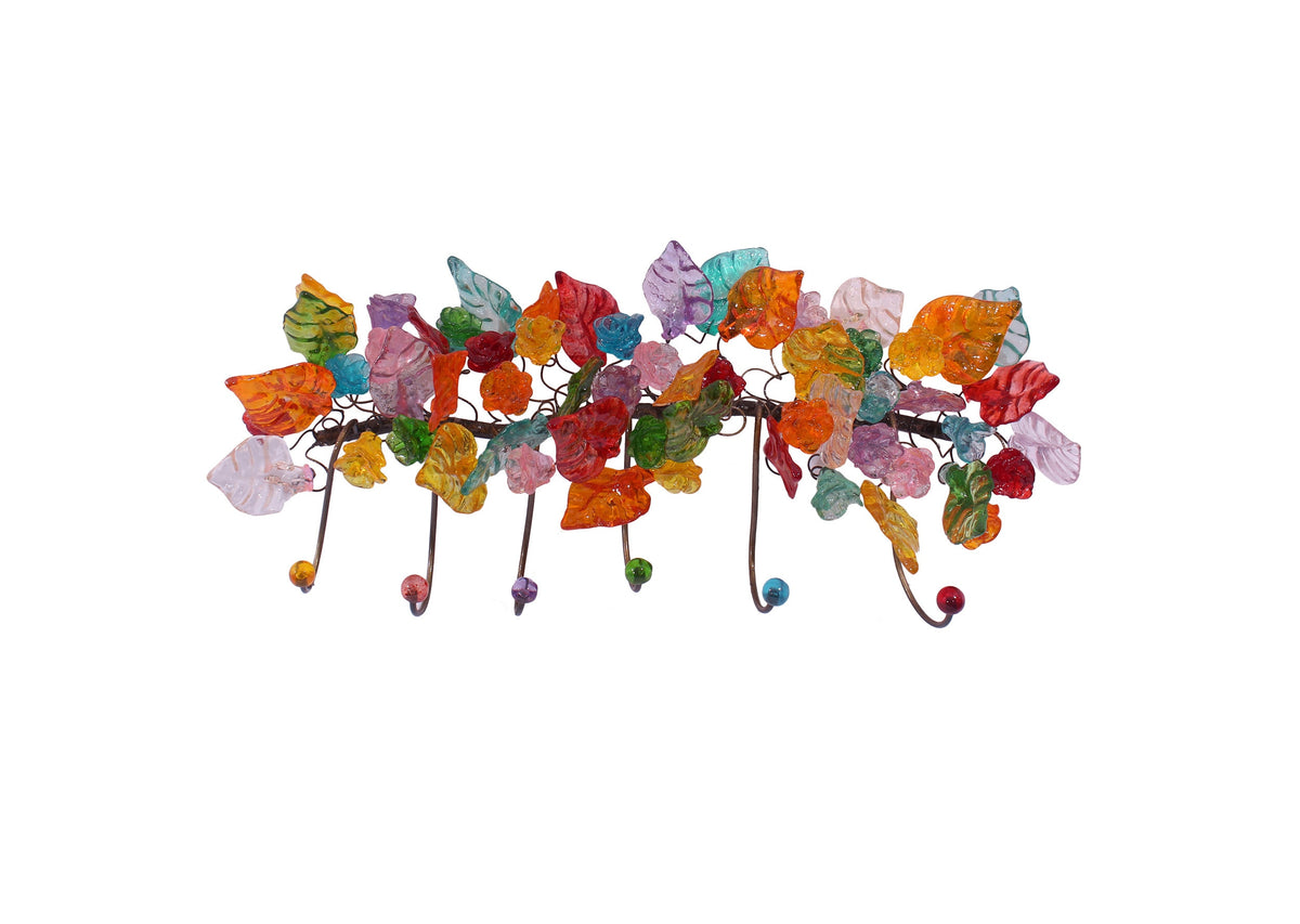 Decorative Bronze Wall Hook: Handmade Colorful Resin Flowers Coat Hanger