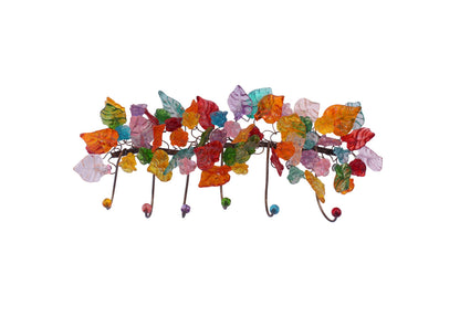 Decorative Bronze Wall Hook: Handmade Colorful Resin Flowers Coat Hanger