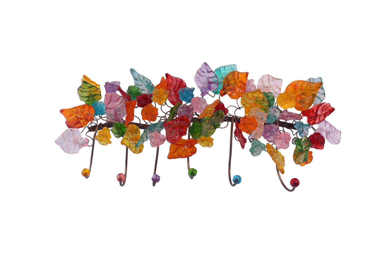 Decorative Bronze Wall Hook: Handmade Colorful Resin Flowers Coat Hanger