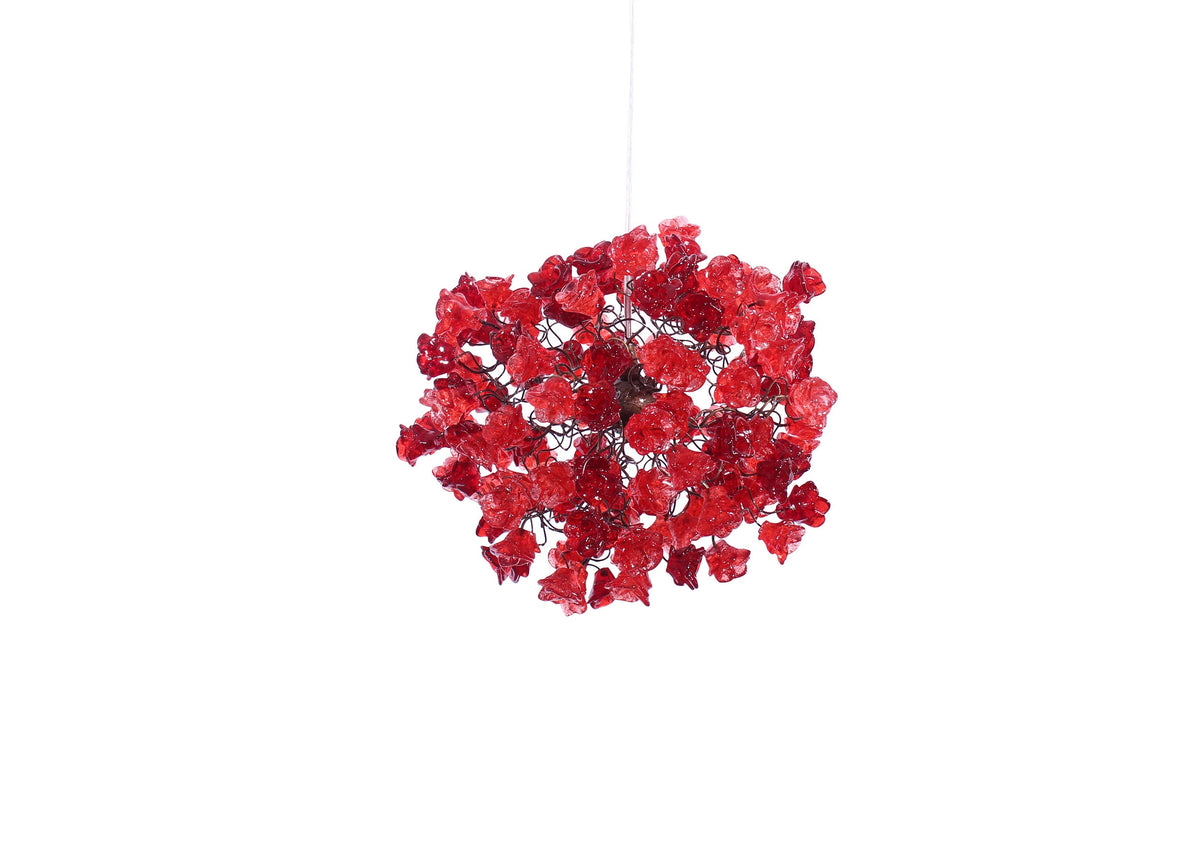 Hanging Ceiling Light with Red roses flowers for hall or over kitchen island, home decor, romantic and unique light.