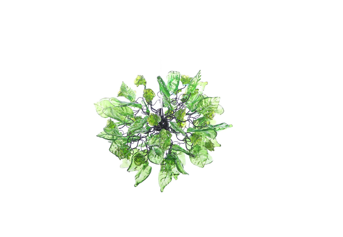 Unique Green pendant lighting, Ceiling Pendant lights with flowers and leaves.