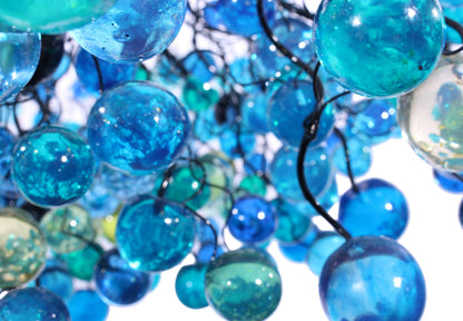 Blue Ceiling lighting fixture with blue bubbles for Dining Room, living room or open space.