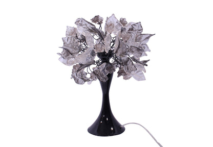 Elegant bedside table lamp, with gray and clear flowers and leaves Decoration handmade Light
