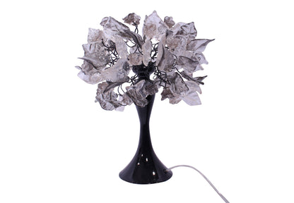 Elegant bedside table lamp, with gray and clear flowers and leaves Decoration handmade Light