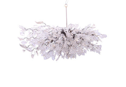 Modern Oval Chandelier: Transparent Resin Flowers and Leaves Custom Metal Base
