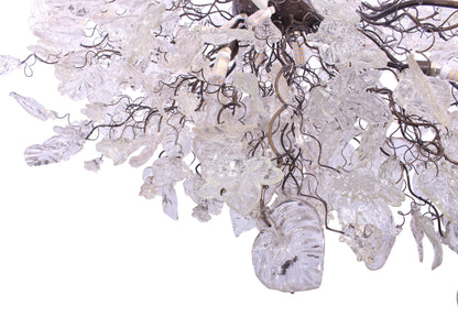 Modern Oval Chandelier: Transparent Resin Flowers and Leaves Custom Metal Base