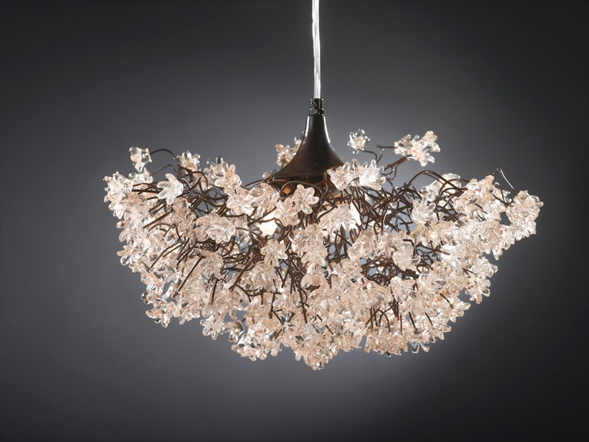 Ceiling lamp, hanging light, chandelier with Transparent clear jumping flowers for living room, Dining Room light.light fixture