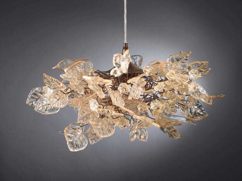 Lighting hanging Chandeliers with light gold flowers and leaves for living room, children room