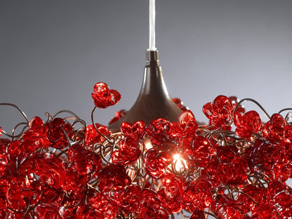 Modern Hanging Light with Red flowers for living room, bedroom, Dining Room.
