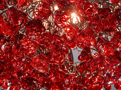 Modern Hanging Light with Red flowers for living room, bedroom, Dining Room.