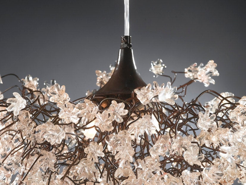 Ceiling lamp, hanging light, chandelier with Transparent clear jumping flowers for living room, Dining Room light.light fixture