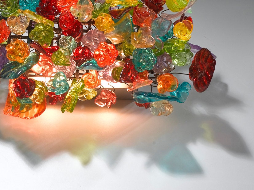 Up Sconce lighting with Rainbow flowers and leaves for hall, living room - decorative wall lamp