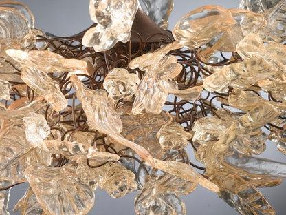 Lighting hanging Chandeliers with light gold flowers and leaves for living room, children room