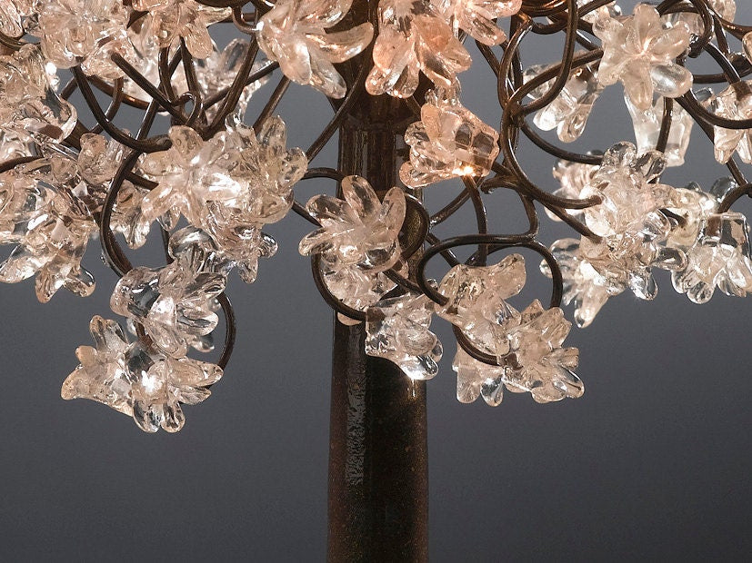 Clear Table Lamp, modern desk lamp with clear Jumping Flowers , flowers bedside table lamp.