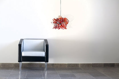 Warm Color Floral Pendant Light, Handcrafted Resin Ceiling Fixture