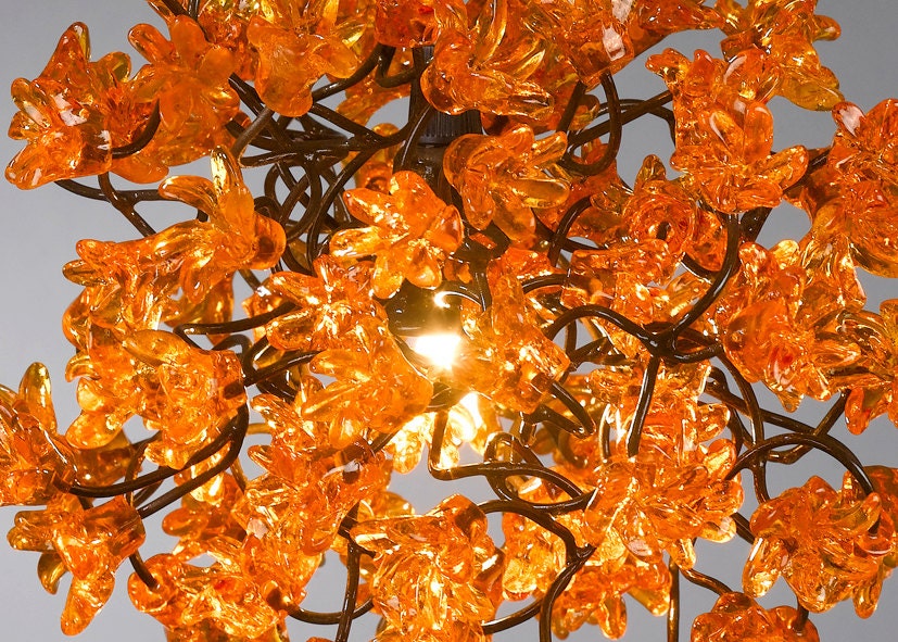 Pendant lights with jumping Orange flowers for bedroom, bathroom, toilette or kitchen island .