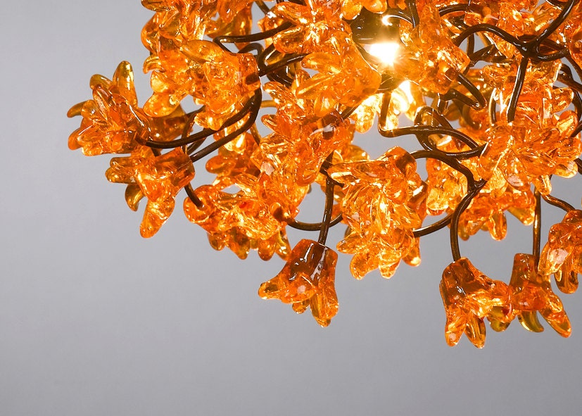 Pendant lights with jumping Orange flowers for bedroom, bathroom, toilette or kitchen island .