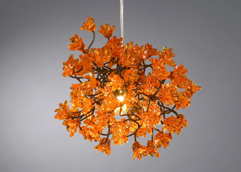 Pendant lights with jumping Orange flowers for bedroom, bathroom, toilette or kitchen island .