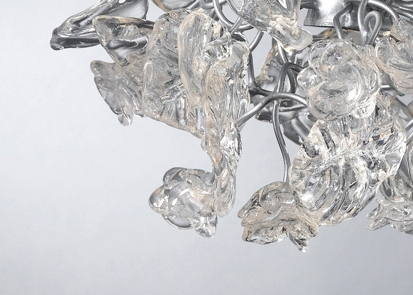 Clear elegant Pendant Light with Crystal clear flowers and leaves for bathroom
