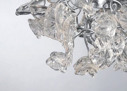 Clear elegant Pendant Light with Crystal clear flowers and leaves for bathroom