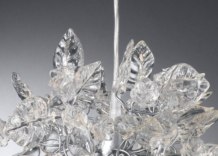 Clear elegant Pendant Light with Crystal clear flowers and leaves for bathroom
