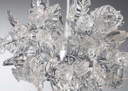 Clear elegant Pendant Light with Crystal clear flowers and leaves for bathroom