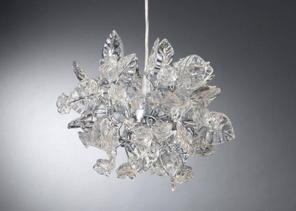 Clear elegant Pendant Light with Crystal clear flowers and leaves for bathroom