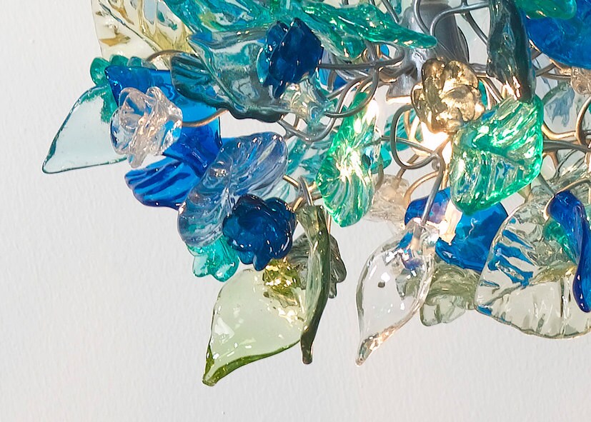 Pendant Lighting, Sea color flowers and leaves Ceiling Lamp for hall, bedroom or kitchen island lighting.