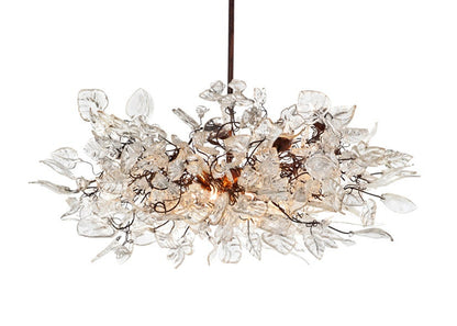 Large Hanging Lights with Natural clear flowers and leaves for Dining Room table, bedroom or living room. chandelier lighting