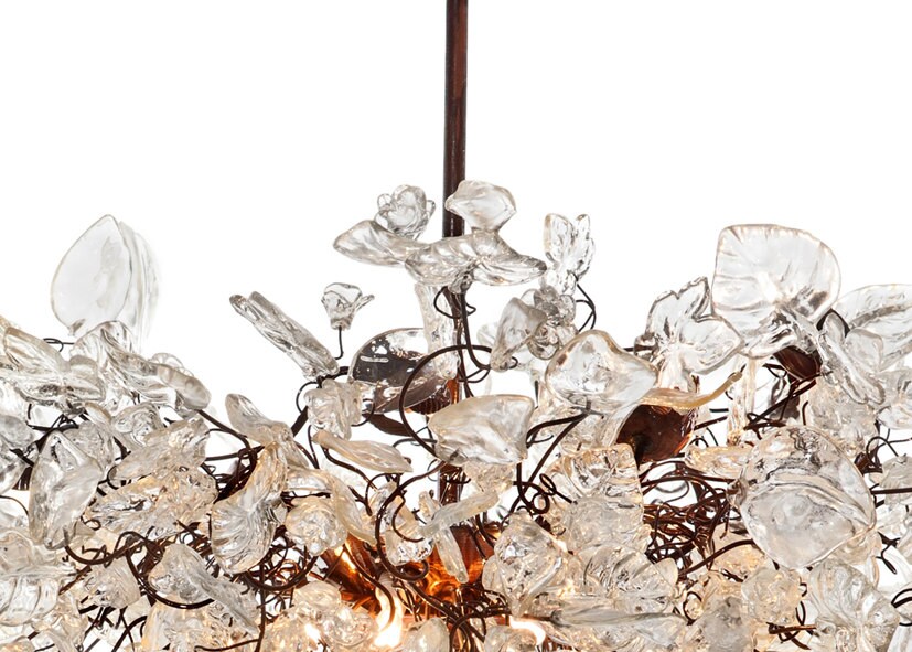 Large Hanging Lights with Natural clear flowers and leaves for Dining Room table, bedroom or living room. chandelier lighting