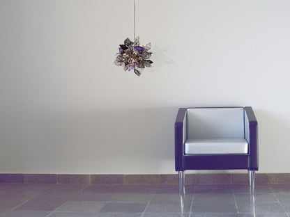 Pendant Lighting, island lighting with Purple, gray and clear flowers and leaves.