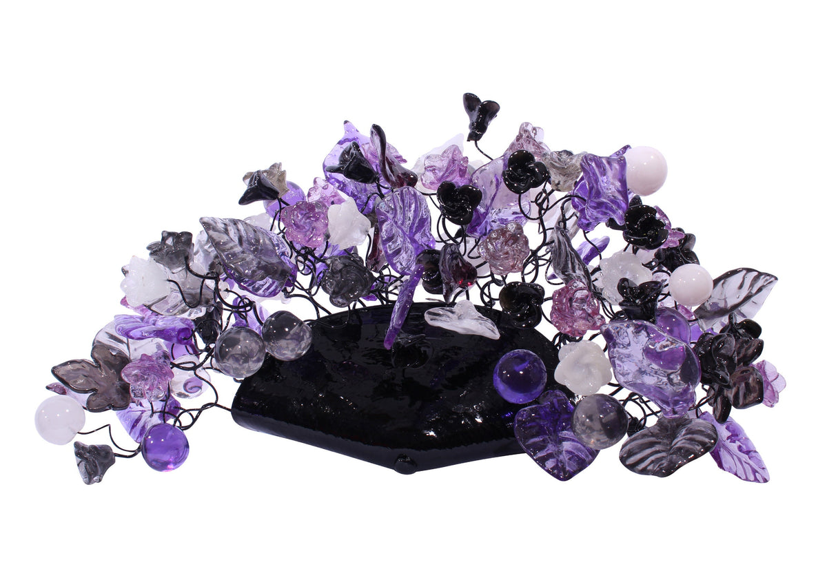 Purple Flower and Leaves Wall Sconce: Resin Bubble Lighting Fixture