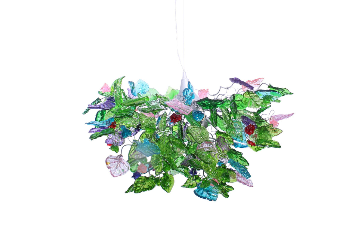 Unique Chandelier with green color flowers and leaves for Dining Room, hall or bedroom.