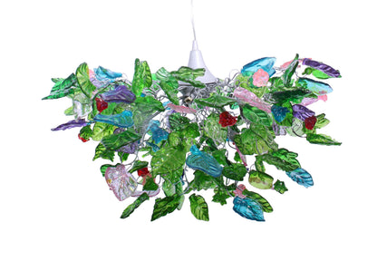Unique Chandelier with green color flowers and leaves for Dining Room, hall or bedroom.