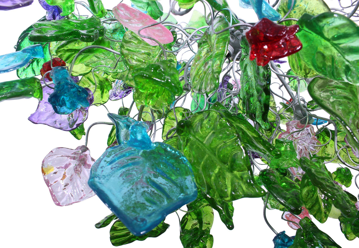 Unique Chandelier with green color flowers and leaves for Dining Room, hall or bedroom.