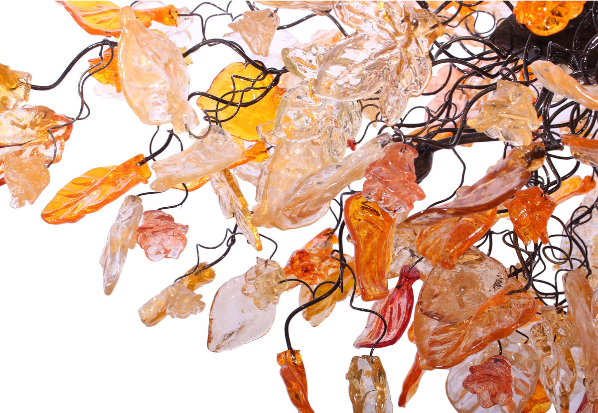 Modern Large Oval Hanging Chandelier: Resin Flowers and Leaves Ceiling Lighting