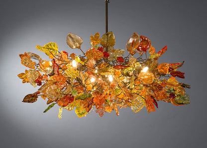 Chandeliers Ceiling Lights with Orange flowers and leaves for Dining Room, living room or bedroom.